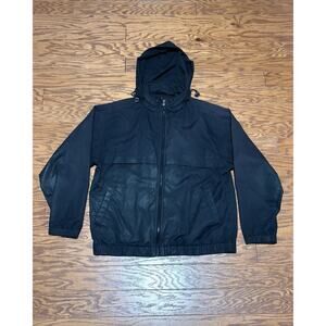 Greg Norman Black Rain Jacket Windbreaker w/ Packable Hood, Adult Size Medium